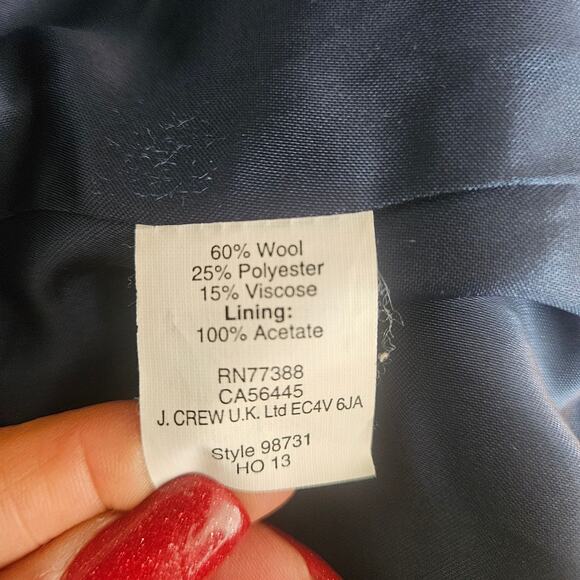 J. Crew Navy Wool Blend Double Breasted Collared Peacoat Gold Shield Buttons 0 - Picture 12 of 13